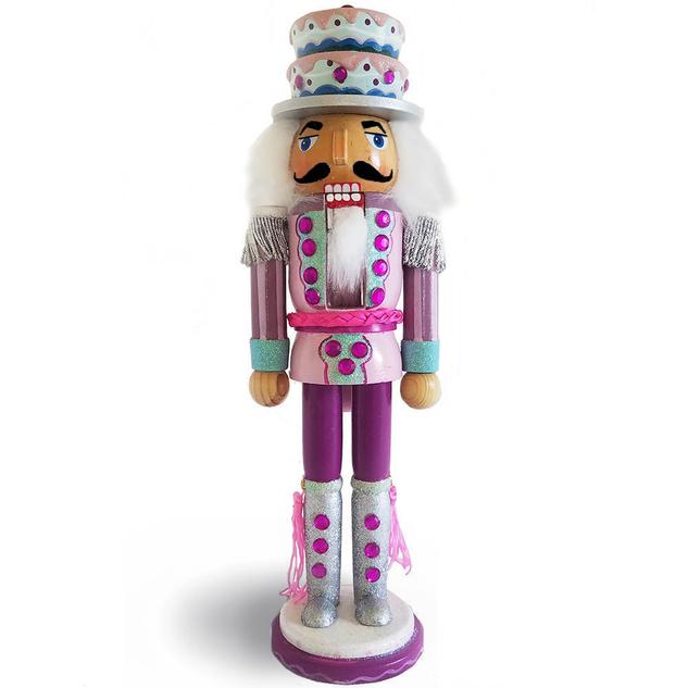 Candy Cane Nutcracker With Cake Hat 12″